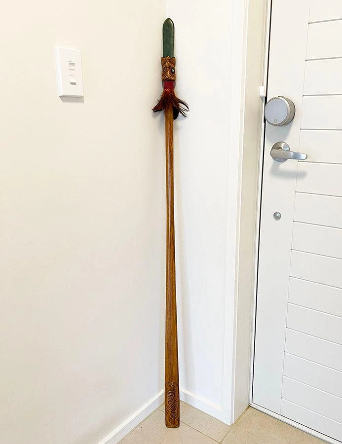 Ancient Maori Taitaia Spear with Emerald Accent